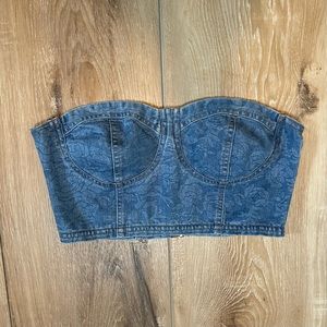 Forever 21 Floral Denim Bustier